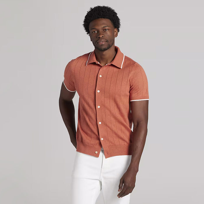 Lightweight Modern Fit Button Sweater