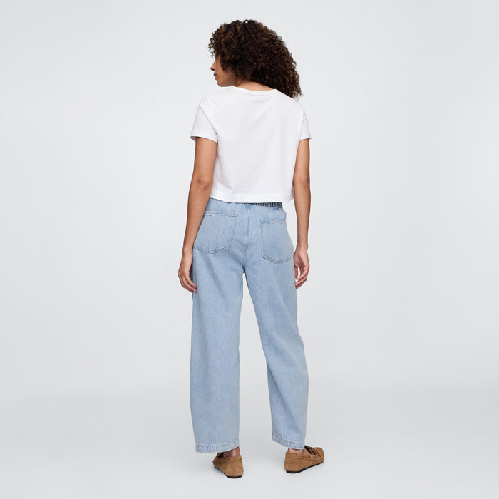Mid Rise SuperSoft Pull-On Barrel Jeans