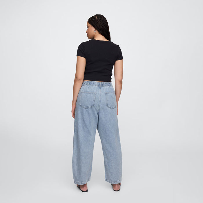Mid Rise SuperSoft Pull-On Barrel Jeans