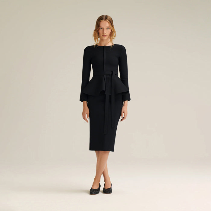 Crepe Knit Ruffle Jacket