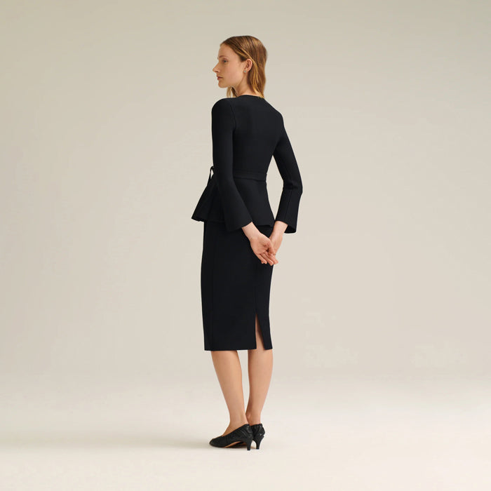 Crepe Knit Ruffle Jacket