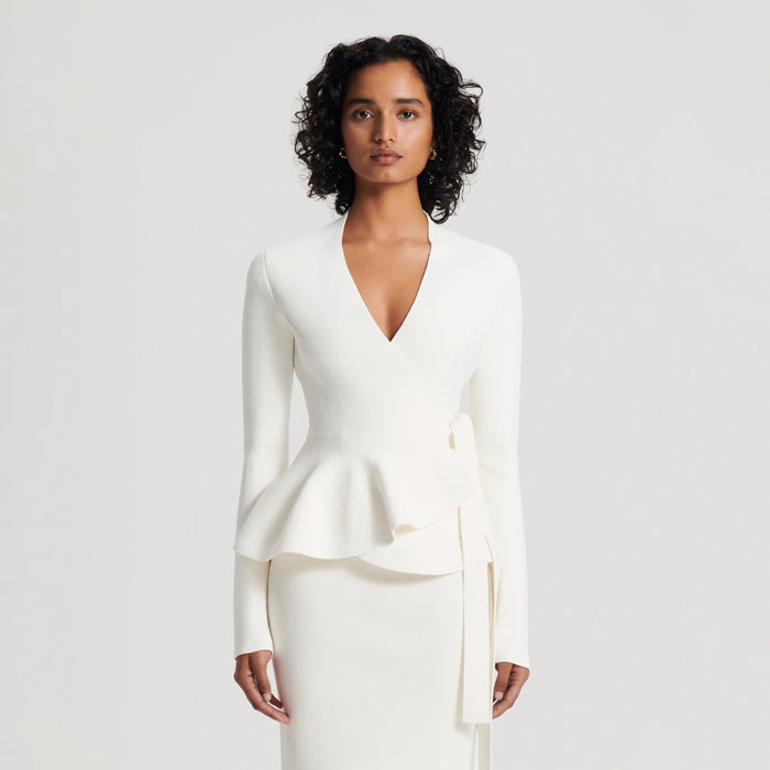 Crepe Knit Wrap Jacket