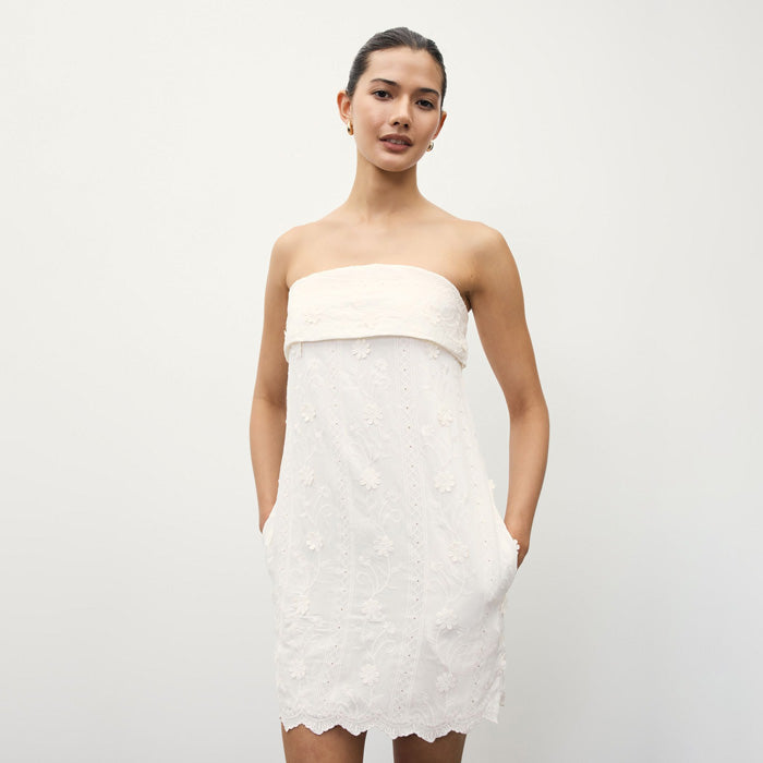 Cream Bandeau Shift Dress