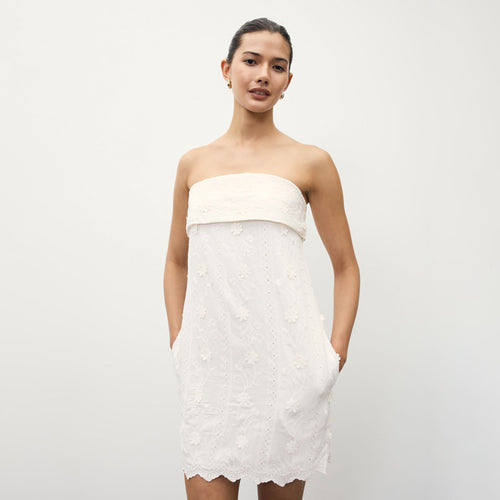 Cream Bandeau Shift Dress